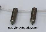 CPY555 Top drilled 6*22mm sticks pyrite gemstone beads