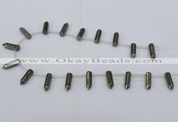 CPY555 Top drilled 6*22mm sticks pyrite gemstone beads