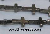 CPY583 15.5 inches 10*15mm cross pyrite gemstone beads wholesale