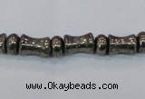 CPY590 15.5 inches 5*8mm - 8*11mm bone & rondelle pyrite beads