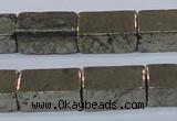 CPY594 15.5 inches 10*20mm cuboid pyrite gemstone beads