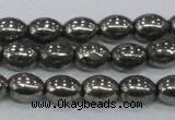 CPY598 15.5 inches 8*10mm rice pyrite gemstone beads wholesale