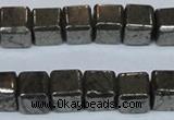 CPY613 15.5 inches 10*10mm cube pyrite gemstone beads