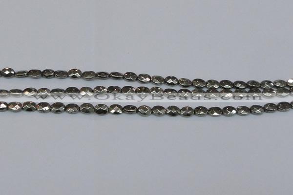 CPY630 15.5 inches 6*8mm faceted oval pyrite gemstone beads