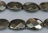 CPY632 15.5 inches 12*16mm faceted oval pyrite gemstone beads