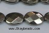 CPY633 15.5 inches 15*20mm faceted oval pyrite gemstone beads