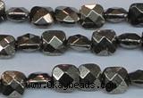 CPY635 15.5 inches 8*8mm faceted square pyrite gemstone beads