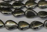 CPY65 15.5 inches 12*16mm flat teardrop pyrite gemstone beads wholesale