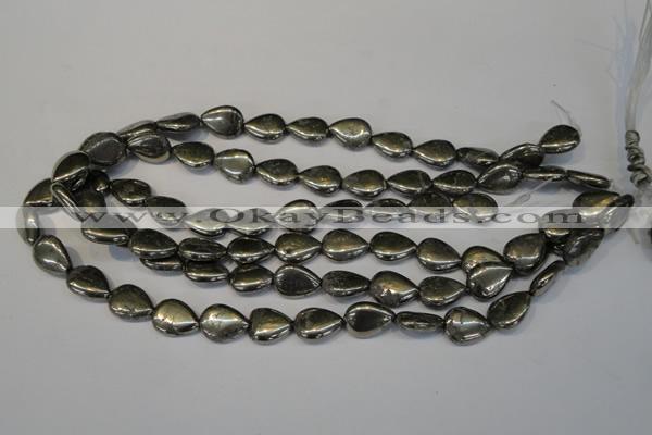 CPY65 15.5 inches 12*16mm flat teardrop pyrite gemstone beads wholesale