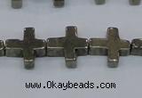 CPY663 15.5 inches 11*11mm cross pyrite gemstone beads wholesale