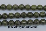 CPY750 15.5 inches 4mm round pyrite gemstone beads wholesale