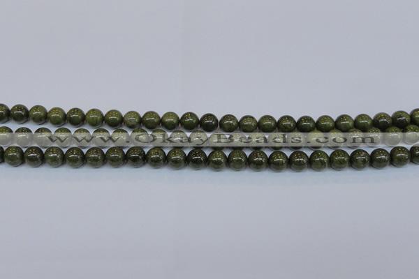 CPY752 15.5 inches 8mm round pyrite gemstone beads wholesale