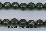 CPY762 15.5 inches 8mm round pyrite gemstone beads wholesale