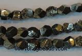 CPY77 15.5 inches 7-8mm faceted nuggets pyrite gemstone beads