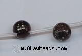 CPY781 Top drilled 10mm round pyrite gemstone beads wholesale