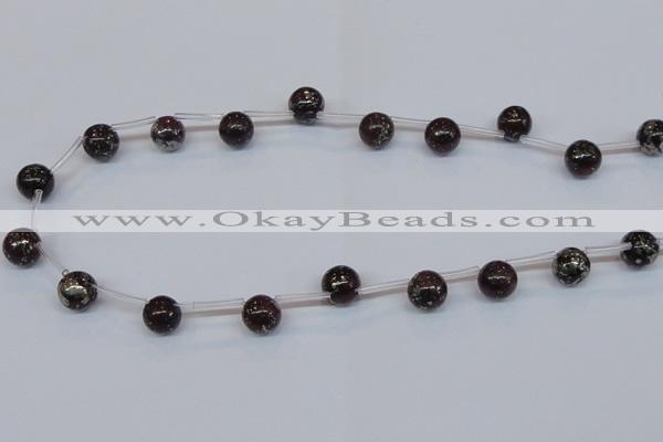 CPY781 Top drilled 10mm round pyrite gemstone beads wholesale