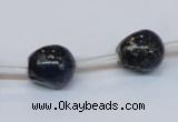 CPY789 Top drilled 12mm carved skull pyrite gemstone beads