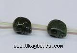 CPY793 Top drilled 8mm carved skull pyrite gemstone beads