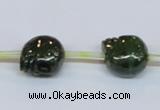 CPY794 Top drilled 10mm carved skull pyrite gemstone beads