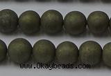 CPY814 15.5 inches 6mm round matte pyrite beads wholesale