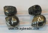 CPY87 15.5 inches 14mm carved skull pyrite gemstone beads wholesale