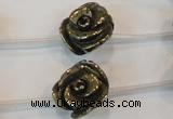 CPY95 15.5 inches 18mm carved rose pyrite gemstone beads wholesale