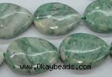 CQJ66 15.5 inches 18*25mm flat teardrop Qinghai jade beads wholesale