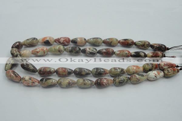 CRA06 15.5 inches 10*20mm teardrop natural rainforest agate beads