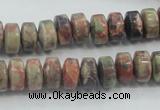 CRA07 15.5 inches 6*10mm rondelle natural rainforest agate beads