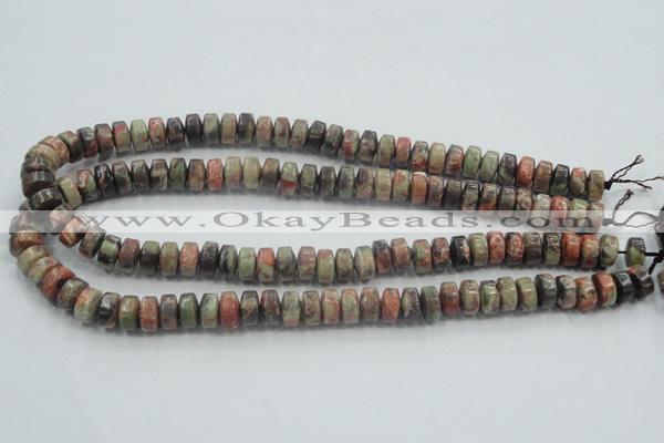 CRA07 15.5 inches 6*10mm rondelle natural rainforest agate beads