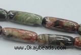 CRA08 15.5 inches 9*25mm cylinder natural rainforest agate beads