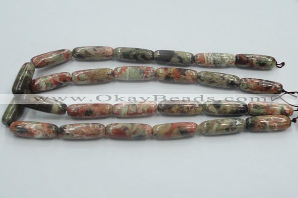 CRA09 15.5 inches 10*30mm cylinder natural rainforest agate beads