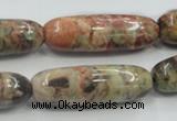 CRA10 15.5 inches 13*40mm cylinder natural rainforest agate beads