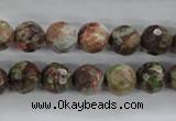 CRA102 15.5 inches 10mm faceted round rainforest agate gemstone beads