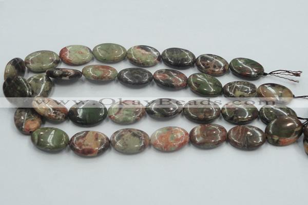 CRA16 15.5 inches 18*25mm oval natural rainforest agate beads