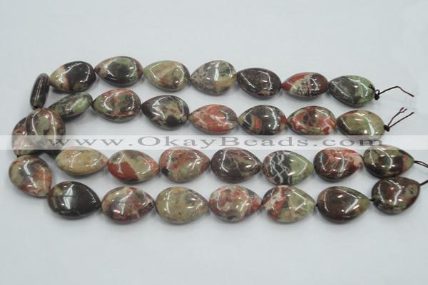 CRA19 15.5 inches 18*25mm flat teardrop natural rainforest agate beads