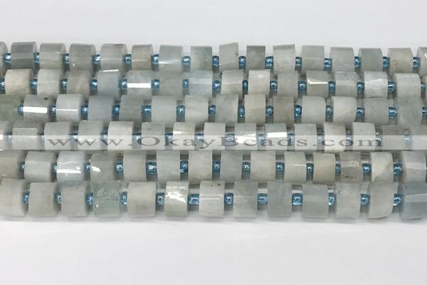 CRB1051 15.5 inches 5*8mm - 6*8mm faceted tyre aquamarine beads