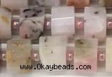 CRB1066 15.5 inches 7*9mm - 8*10mm faceted tyre natural pink opal beads