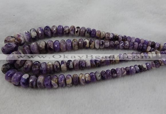 CRB1122 15.5 inches 5*8mm - 9*18mm faceted rondelle dogtooth amethyst beads