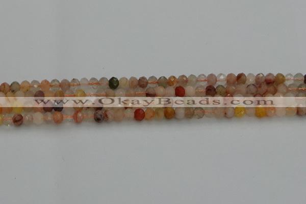 CRB1214 15.5 inches 4*6mm faceted rondelle mixed rutilated quartz beads