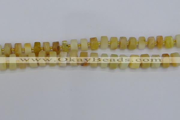 CRB1240 15.5 inches 6*12mm tyre matte yellow opal gemstone beads