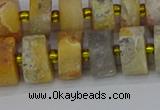 CRB1247 15.5 inches 6*12mm tyre matte crazy lace agate beads