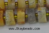 CRB1248 15.5 inches 7*14mm tyre matte crazy lace agate beads