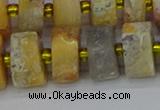 CRB1249 15.5 inches 8*16mm tyre matte crazy lace agate beads