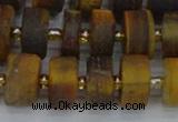 CRB1255 15.5 inches 7*14mm tyre matte yellow tiger eye beads