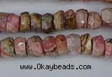 CRB1282 15.5 inches 4*6mm faceted rondelle rhodochrosite beads