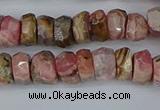 CRB1283 15.5 inches 5*8mm faceted rondelle rhodochrosite beads