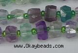 CRB1288 15.5 inches 6*10mm faceted rondelle fluorite beads