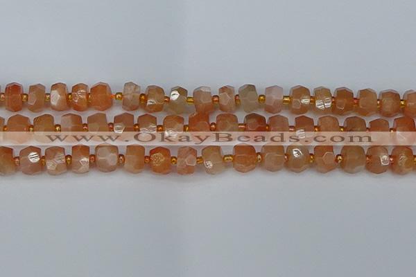 CRB1292 15.5 inches 6*10mm faceted rondelle moonstone beads