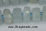 CRB1312 15.5 inches 6*12mm faceted rondelle aquamarine beads